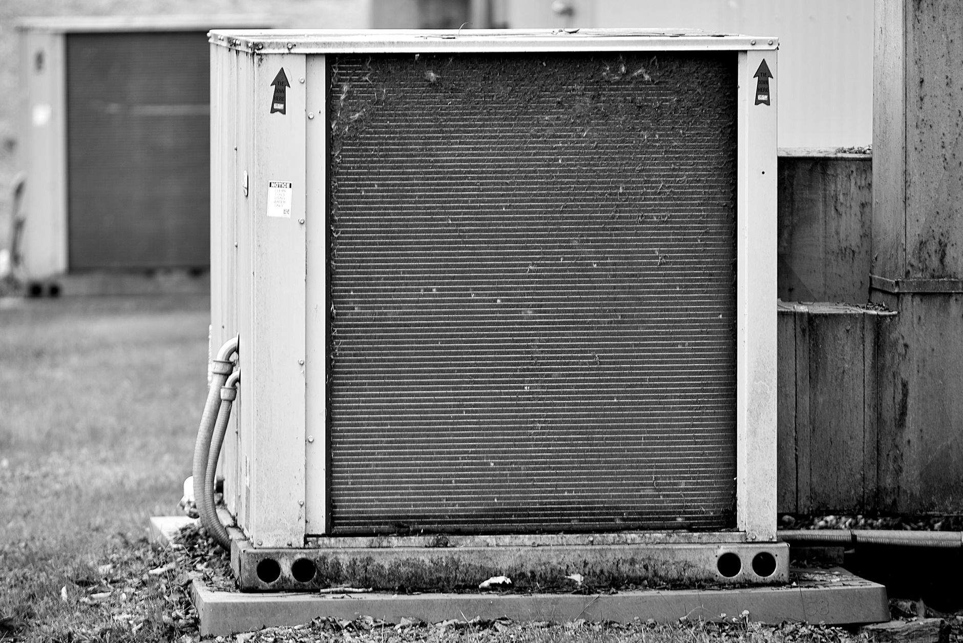 industrial hvac unit in black and white