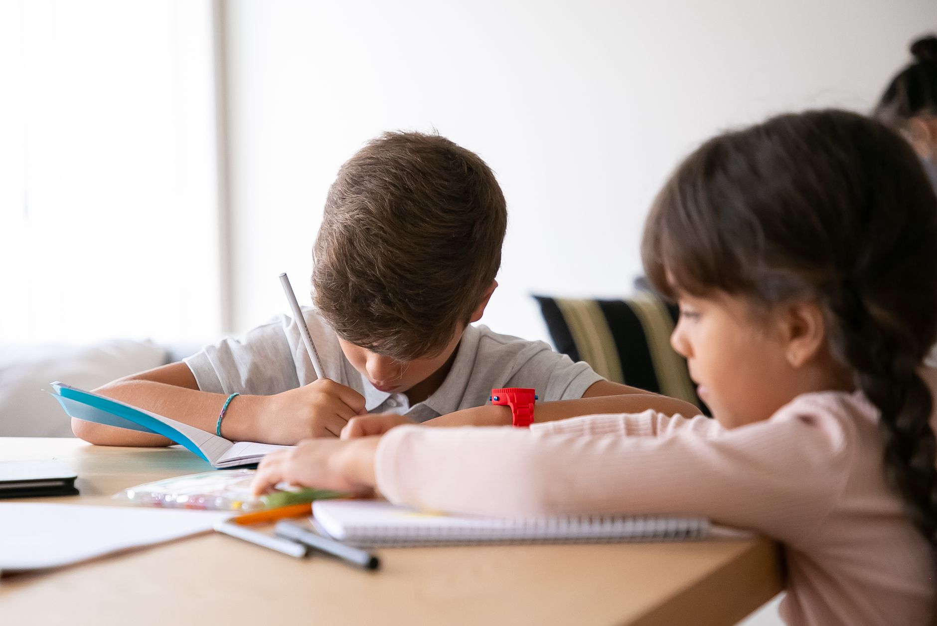 children doing their homework